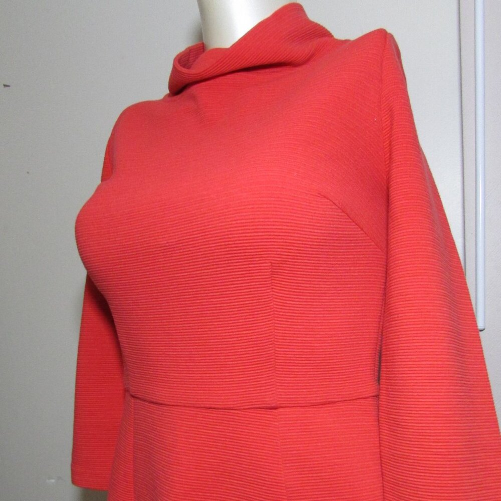 Boden Dress Zoe Red Pepper Ponte Knit Funnel Mock Cowl Neck Sheath - Picture 2 of 12